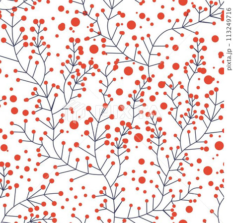 Autumn leaves and branches, twigs and berries 113249716