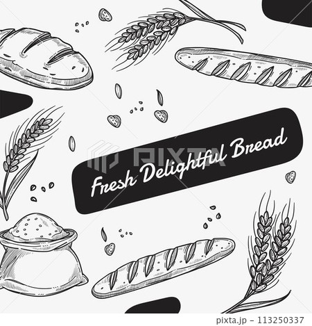 Fresh delightful bread, baguette and bakery shop 113250337