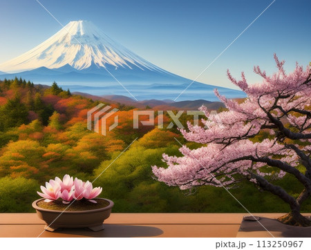 Fuji mountain and sakura 113250967