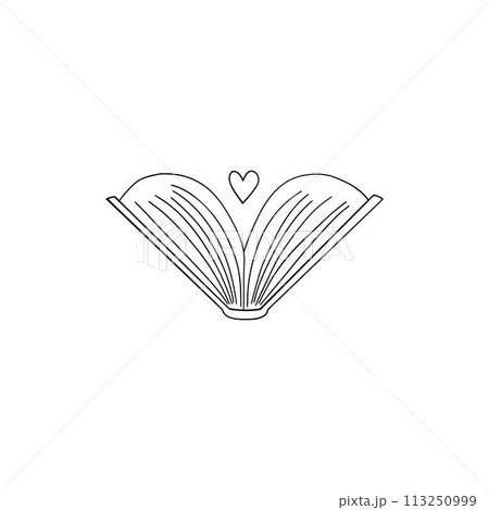 Stacks of books. Stylized vector illustration, outline version Stacks of books. Stylized vector illustration, outline version 113250999