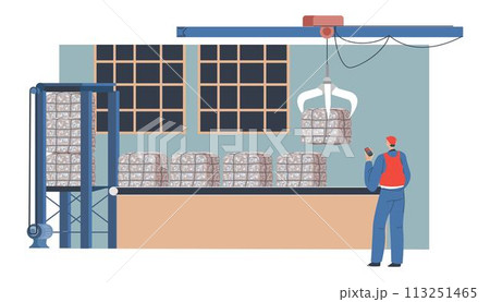 Garbage recycling factory or center, trash in bale Garbage recycling factory or center, trash in bale 113251465