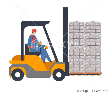 Forklift or loader used for transporting boxes Forklift or loader used for transporting boxes 113251467