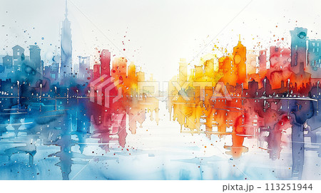 Watercolor illustration of China 113251944