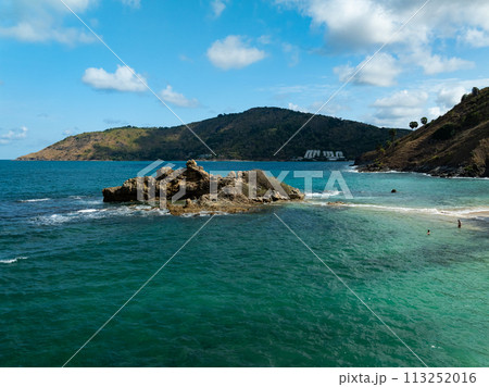 Summer sea waves nature background,Drone aerial view ocean background 113252016