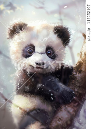 A charming digital painting of a panda cub A charming digital painting of a panda cub 113252107