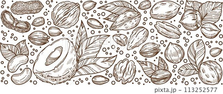 Almonds and nuts, nutrition and dieting banner Almonds and nuts, nutrition and dieting banner 113252577