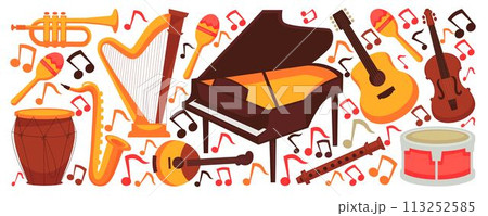Classic musical instruments, piano and saxophone Classic musical instruments, piano and saxophone 113252585