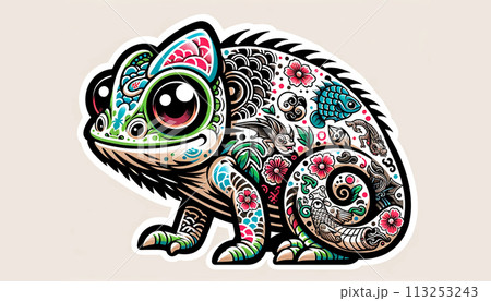 タトゥーの入ったカメレオン 113253243
