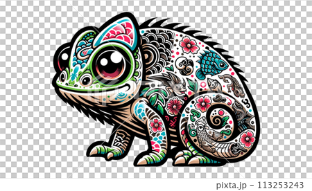 タトゥーの入ったカメレオン 113253243