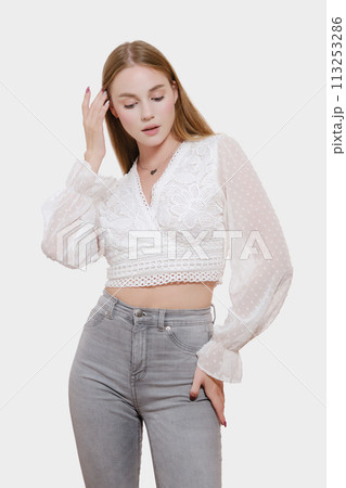 woman in blouse woman in blouse 113253286
