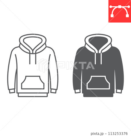 Hoody line and glyph icon 113253376