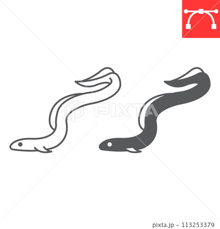 Eel line and glyph icon 113253379