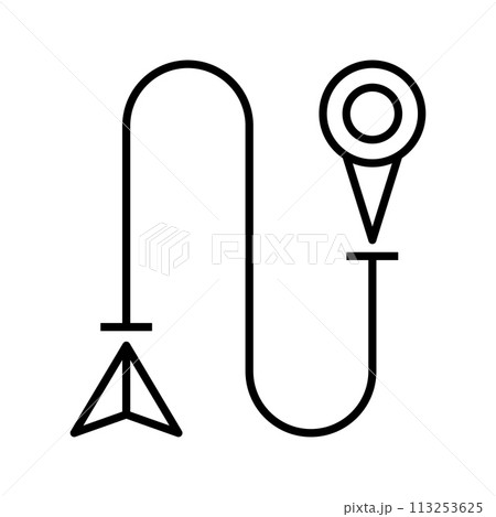 Destination, path, route icon. Single route tracking motion icon, simple line path searching. 113253625