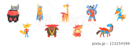 Animals Dressed As Superheroes with Cape And Mask Vector Set Animals Dressed As Superheroes with Cape And Mask Vector Set 113254399