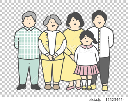 三代家庭的全身插圖 113254634