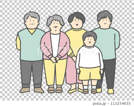 三代家庭的全身插圖 113254635