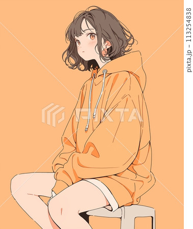 オレンジ・座る女の子「AI生成画像」 オレンジ・座る女の子「AI生成画像」 113254838
