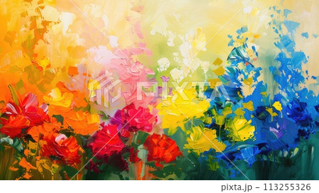 春の花の油絵抽象画_1のイラスト素材 [113255326] - PIXTA
