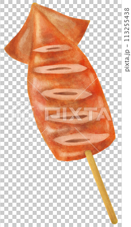 Illustration of grilled squid stall 113255438