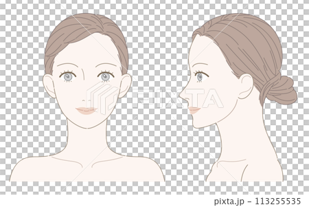 美麗女子肩部正面輪廓(無臉頰) 美麗女子肩部正面輪廓(無臉頰) 113255535