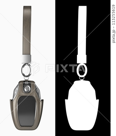 Car remote control key in lather case realistic front view 3d render with alpha 113255619