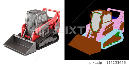 Rent Large Track Skidloader top perspective view 3d rendr on white with color alpha Rent Large Track Skidloader top perspective view 3d rendr on white with color alpha 113255626
