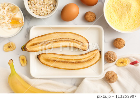 Tasty food with banana, concept of tasty food with banana 113255907