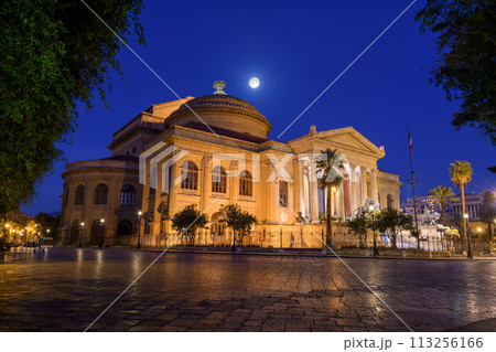 Palermo, Italy at Piazza Verdi at night. 113256166