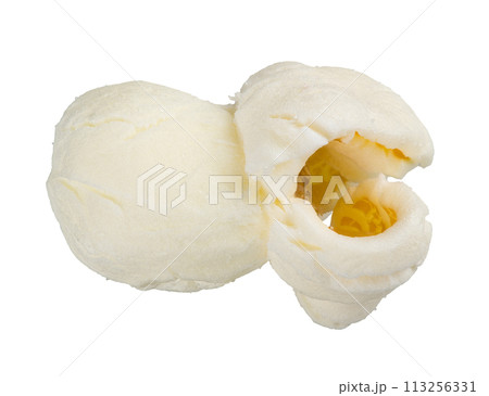 Single popcorn seed, macro shot isolated on white background Single popcorn seed, macro shot isolated on white background 113256331