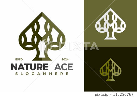 Letter M Nature Ace Spades logo design vector symbol icon illustration Letter M Nature Ace Spades logo design vector symbol icon illustration 113256767