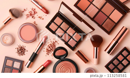 Elegant Makeup Palette Arrangement 113258581