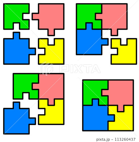 ピースやブロックを組み合わせて組み立てるパズル ピースやブロックを組み合わせて組み立てるパズル 113260437