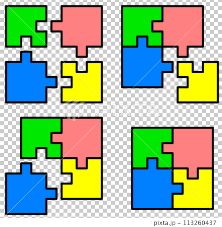 ピースやブロックを組み合わせて組み立てるパズル ピースやブロックを組み合わせて組み立てるパズル 113260437