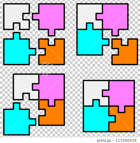 ピースやブロックを組み合わせて組み立てるパズル ピースやブロックを組み合わせて組み立てるパズル 113260438