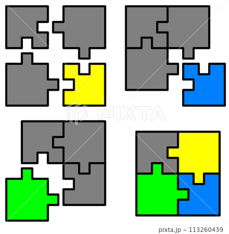 ピースやブロックを組み合わせて組み立てるパズル 113260439