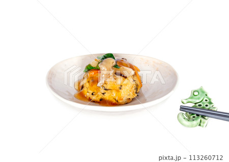 豆腐寄せ野菜あんかけ【白背景・切り抜き】 113260712