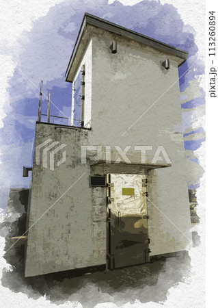 水彩画風 美保関灯台 美保関地ノ御前島照射灯 島根県松江市 水彩画風 美保関灯台 美保関地ノ御前島照射灯 島根県松江市 113260894