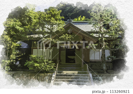 水彩画風　美保神社　社務所　島根県松江市 113260921