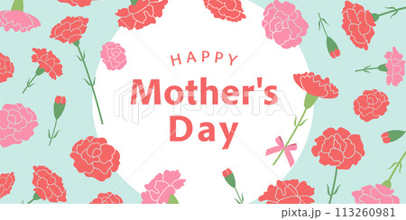 母の日カーネーションバナー(2:1)_ベクターイラスト 母の日カーネーションバナー(2:1)_ベクターイラスト 113260981