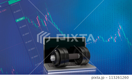 The dumbbell and Notebook for bodybuilding or life style  concept 3d rendering. 113261260