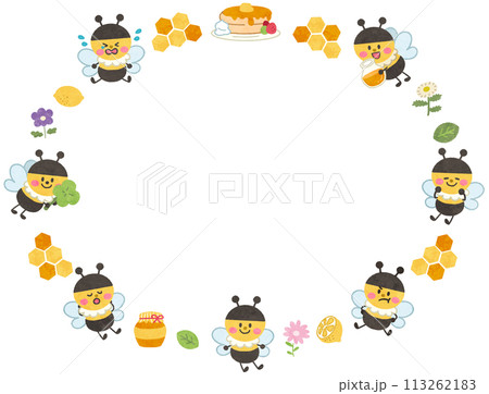 かわいいミツバチのフレームイラスト かわいいミツバチのフレームイラスト 113262183