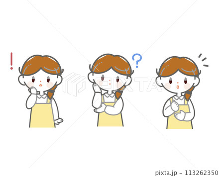 エプロン姿の女性表情 113262350