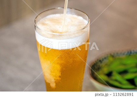 【晩酌】ビールと枝豆【おつまみ】 【晩酌】ビールと枝豆【おつまみ】 113262891