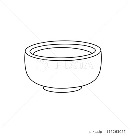 A white bowl with a black rim 113263035
