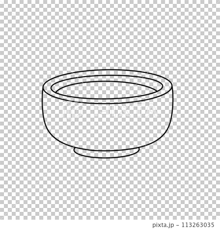 A white bowl with a black rim 113263035