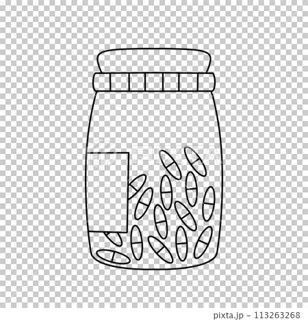 A jar of pills is shown in a white background A jar of pills is shown in a white background 113263268