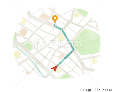 地図上の目的地までのルート 地図上の目的地までのルート 113263338