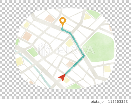 地図上の目的地までのルート 地図上の目的地までのルート 113263338