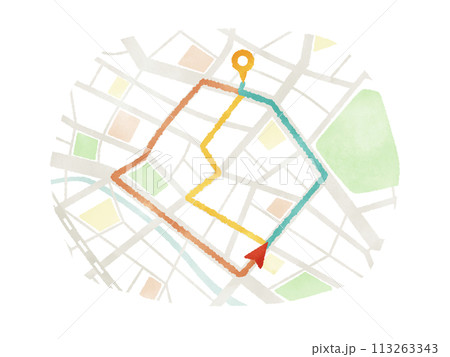 地図上の目的地までの複数ルート 113263343