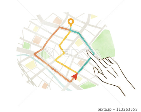 地図で複数の経路を検討する手 地図で複数の経路を検討する手 113263355